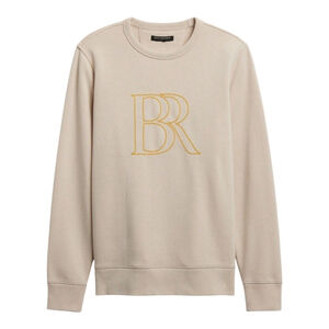 Banana Republic Oyster Pearl Logo Crew Neck Sweatshirt Sz M | Soft Fleece Neutra